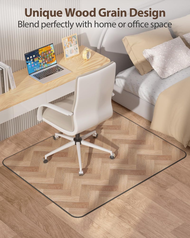 Blvornl Desk Chair Mat for Hardwood Floor, 45" x 53" Wood Grain Office Chair Mats for Rolling Chairs, Anti Slip Computer Chair Mat for Hard Floors, Heavy Duty Carpeted Protector Rug for Home Office - Image 4
